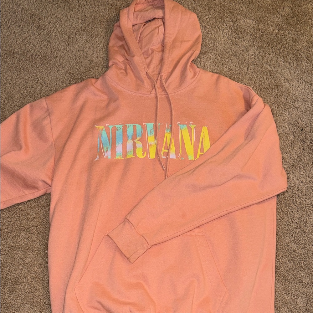 NIRVANA Coral Hoodie with Multicolor Graphic